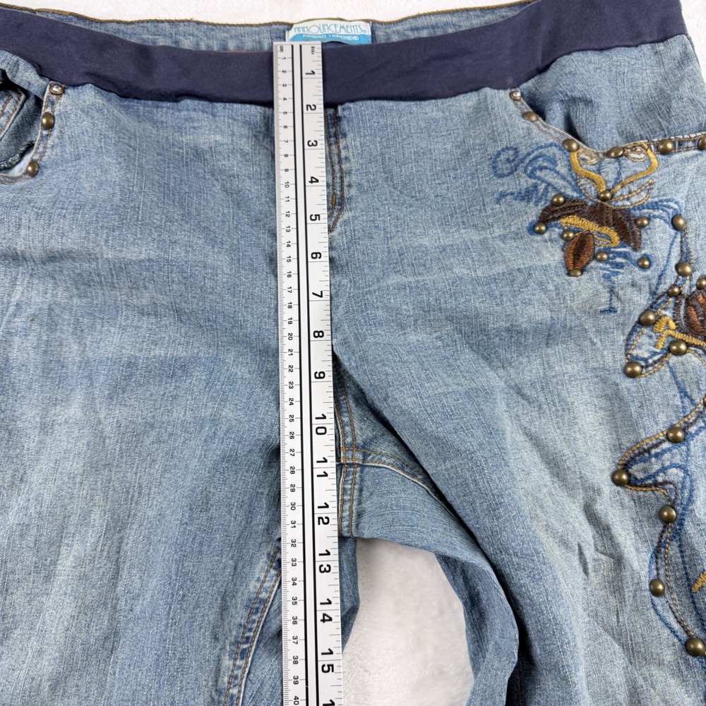 Y2K Announcements Maternity Embellished Bug Embroidered Jeans XL 16/18 - Picture 5 of 8